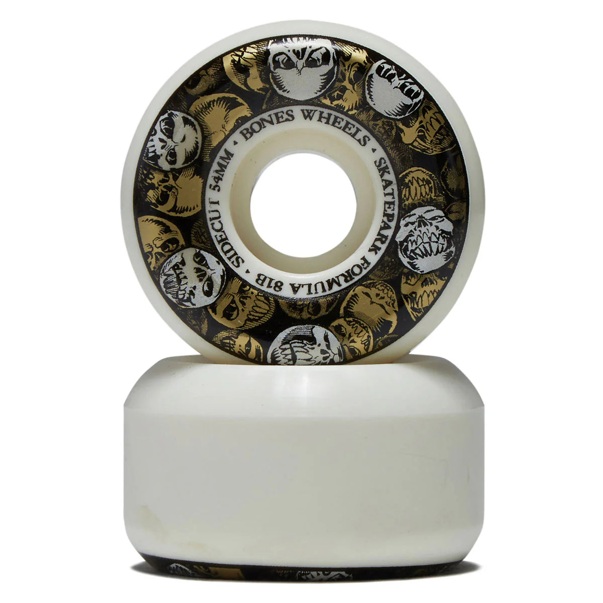 Skateboard wheel with brand logo on a white background