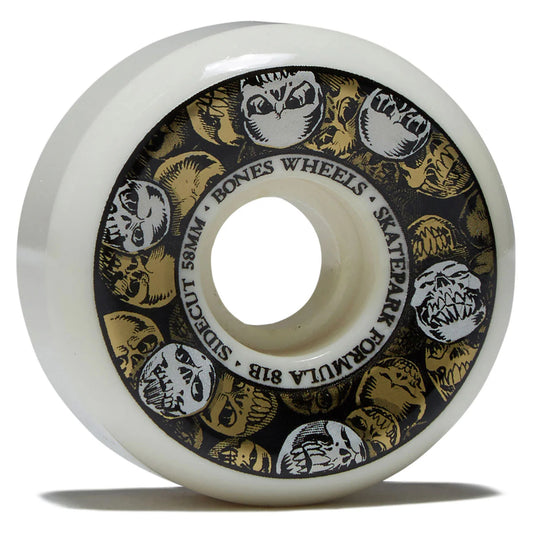 Skateboard wheel with owl pattern and 'Bones Wheels' branding on a white background
