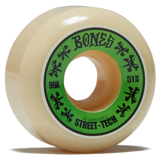 Skateboard wheel with 'Bones' branding on a white background