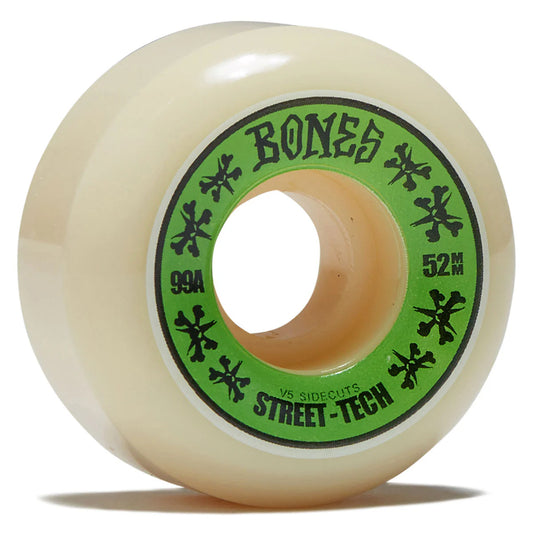 Skateboard wheel with 'Bones' branding on a white background