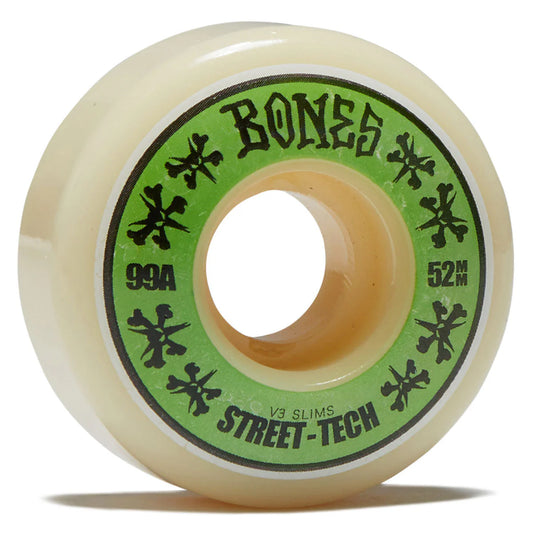 Skateboard wheel with 'Bones' branding on a white background