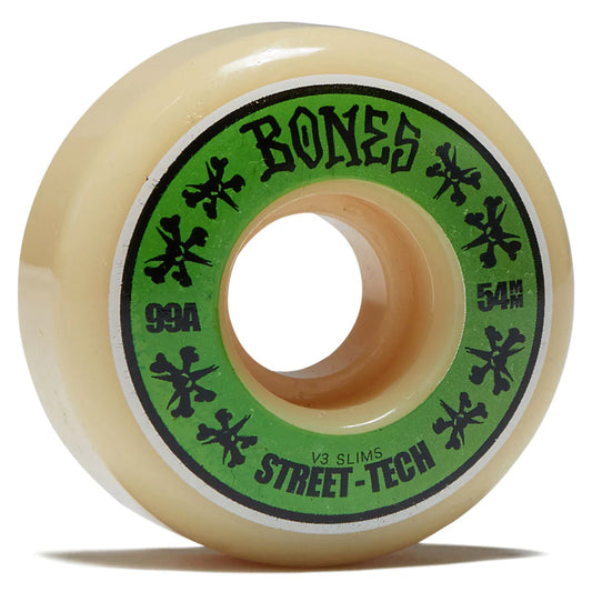 Skateboard wheel with 'Bones' branding on a white background