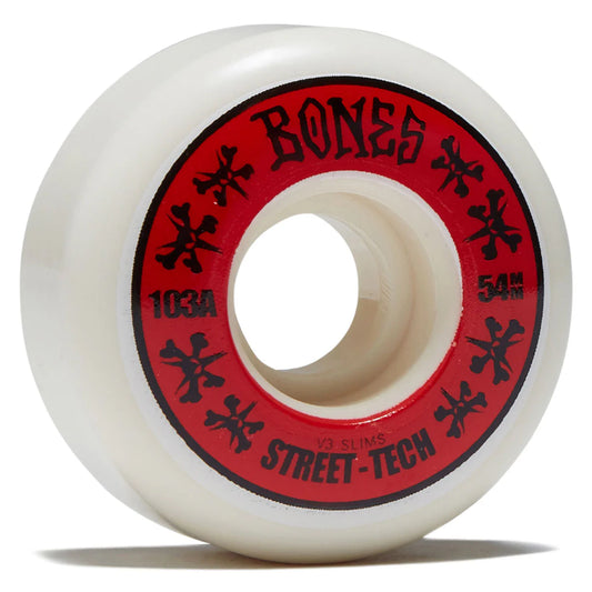 Skateboard wheel with 'Bones' branding on a white background
