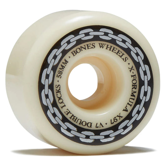 Skateboard wheel with 'Bones Wheels' branding on a white background