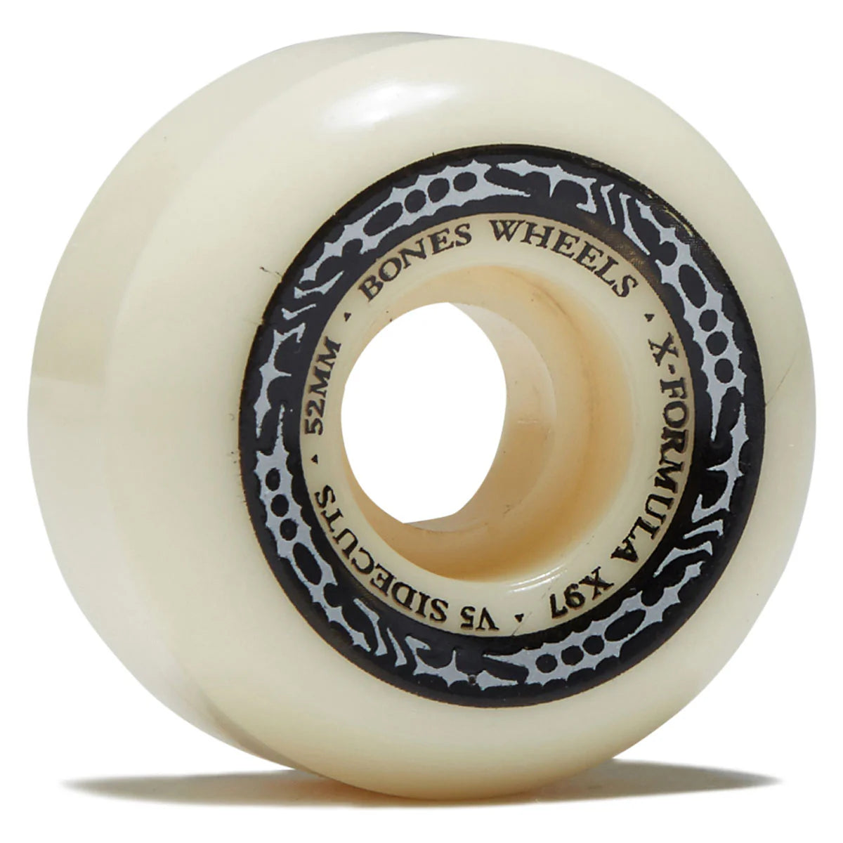 Skateboard wheel with 'Bones Wheels' branding on a white background