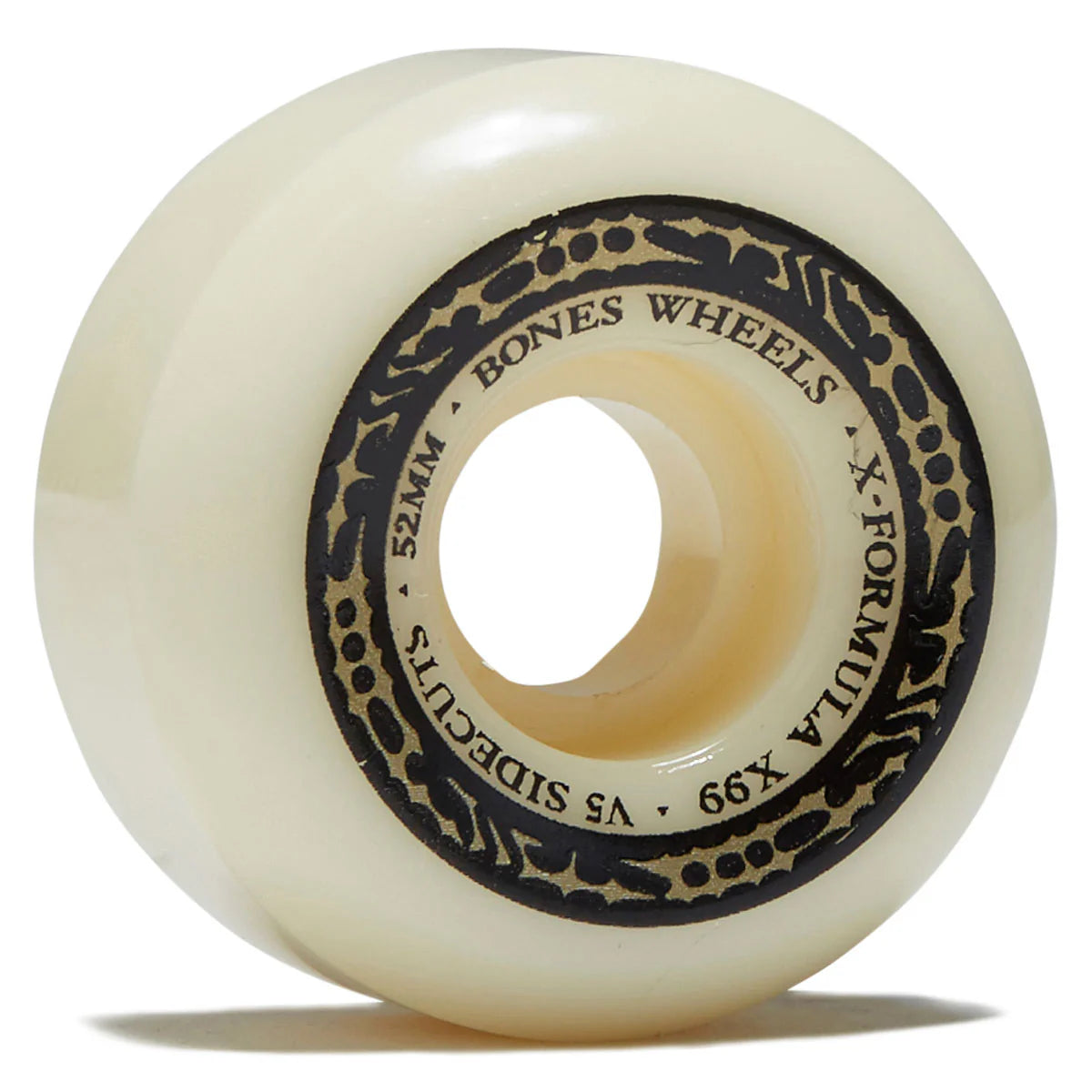 Skateboard wheel with 'Bones Wheels' branding on a white background