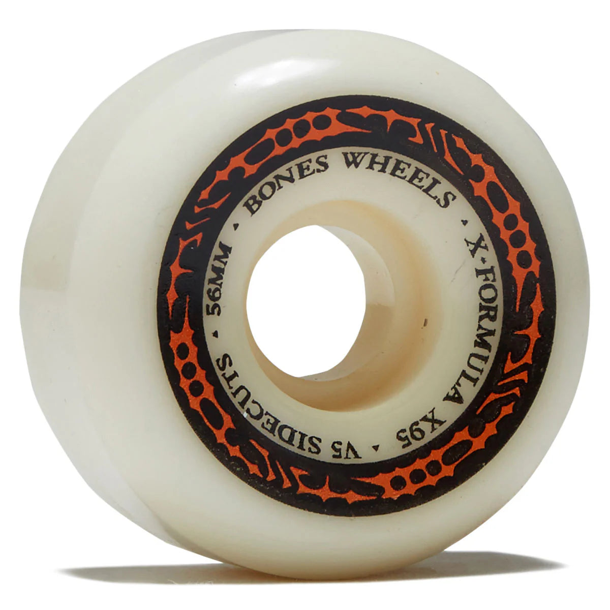 Skateboard wheel with 'Bones Wheels' branding on a white background
