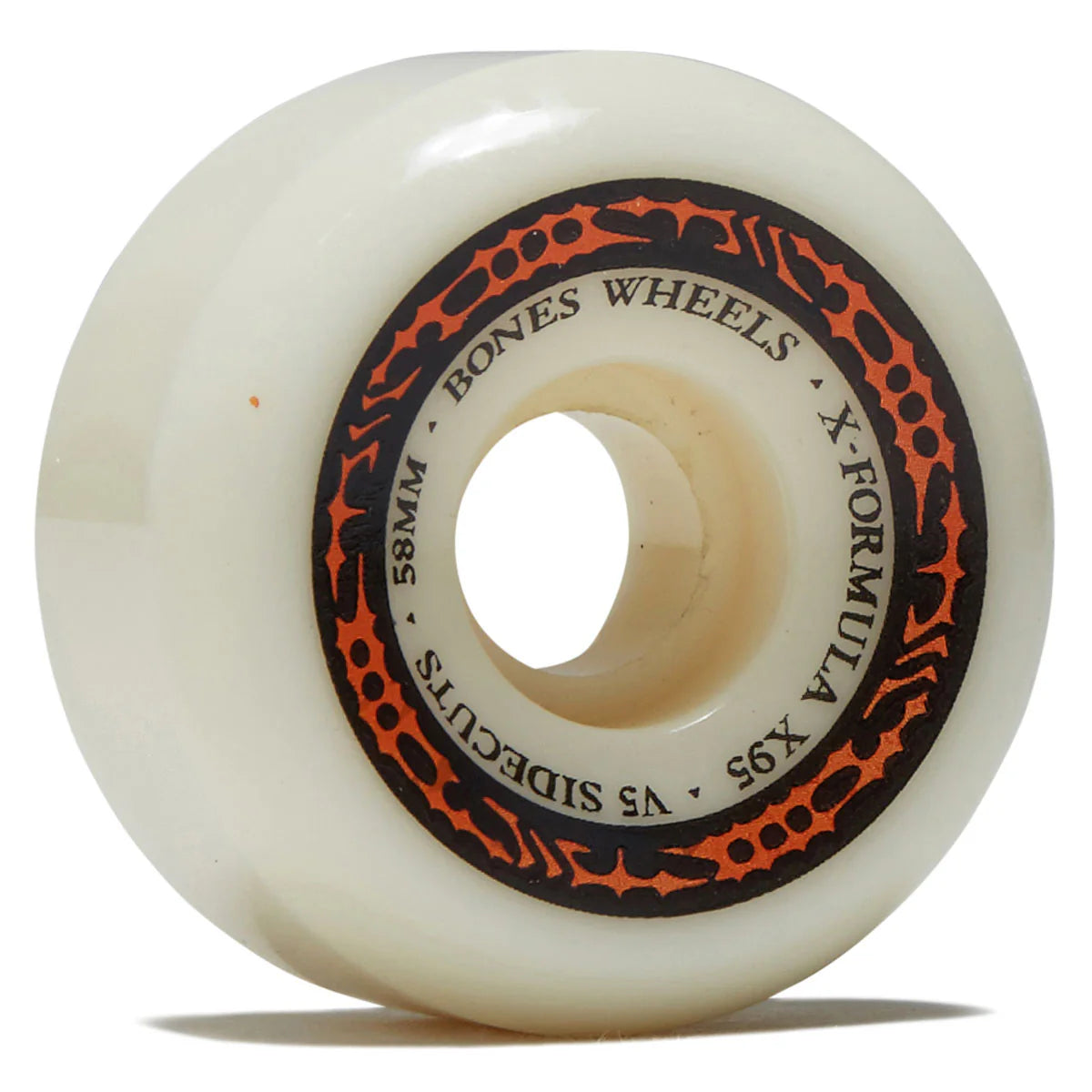 Skateboard wheel with 'Bones Wheels' branding on a white background
