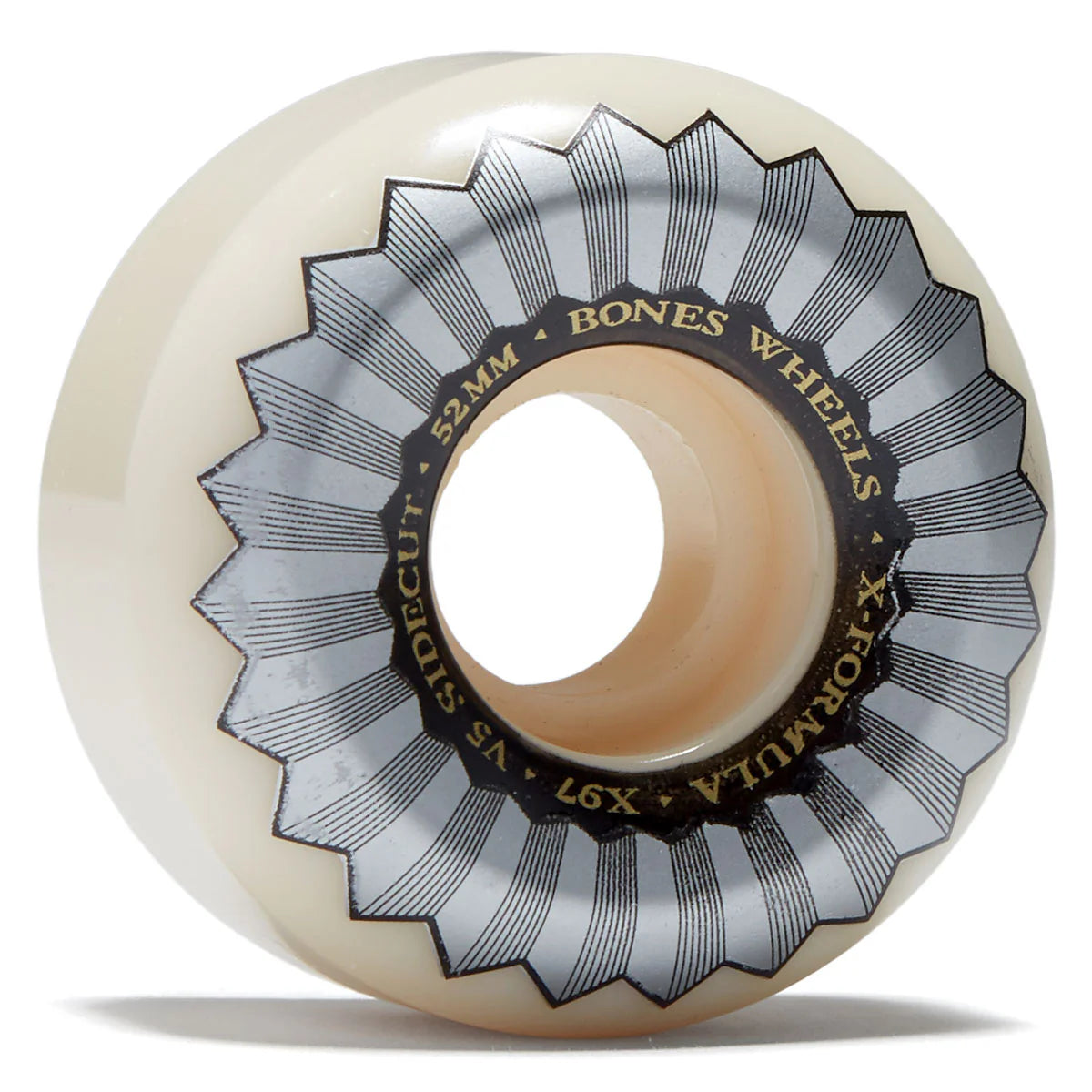 Skateboard wheel with 'Bones Wheels' branding on a white background