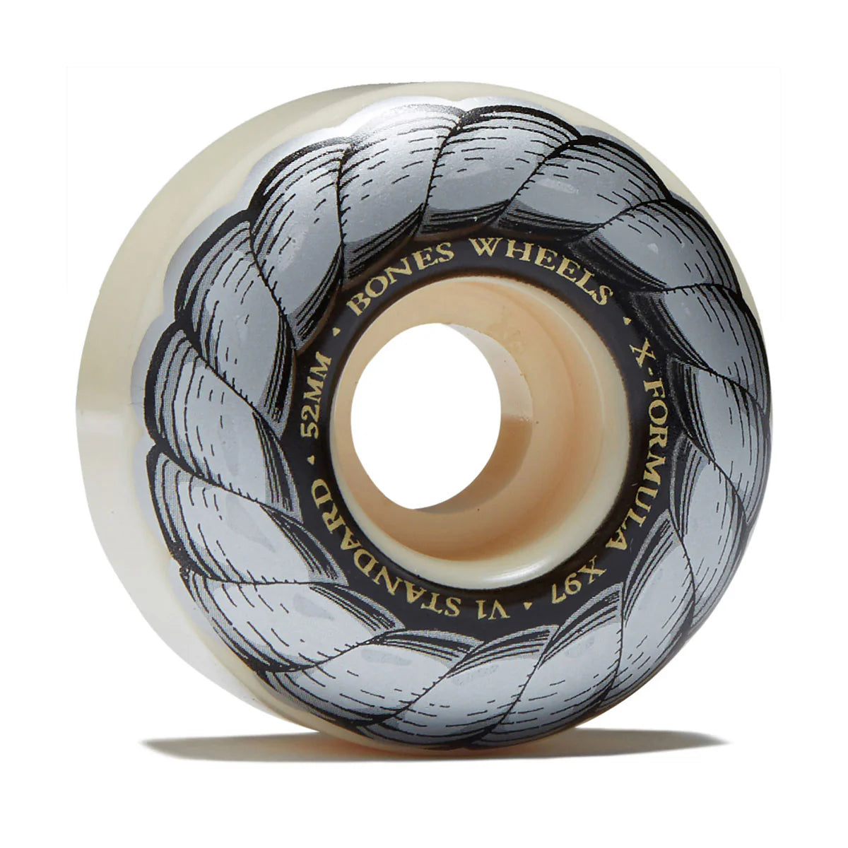 Bones Wheels skateboard wheel with black and gray design on a white background