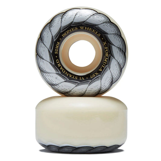 Two skateboard wheels with 'Bones Wheels' branding on a white background