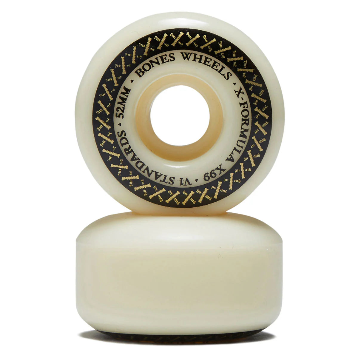 Two skateboard wheels with 'Bones Wheels' branding on a white background