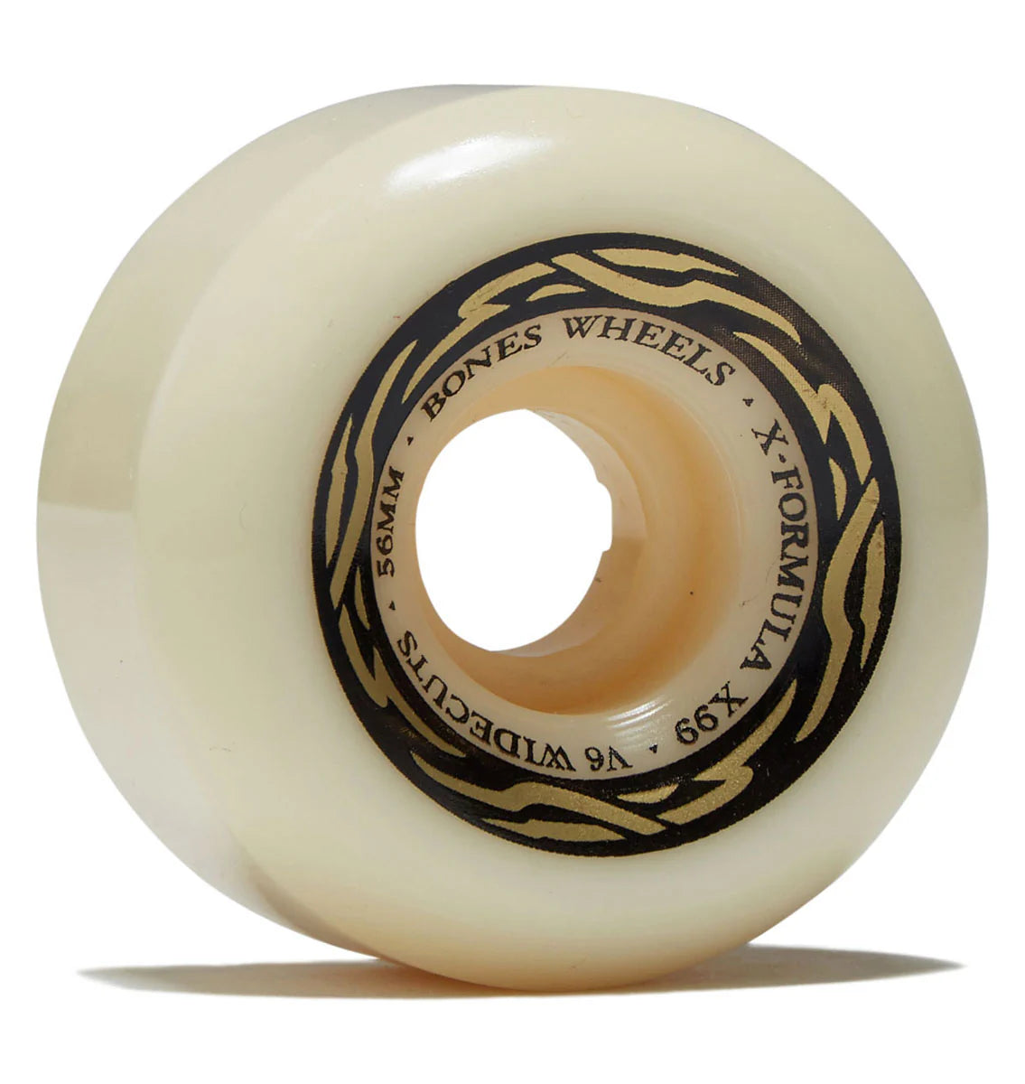 Skateboard wheel with 'Bones Wheels' branding on a white background