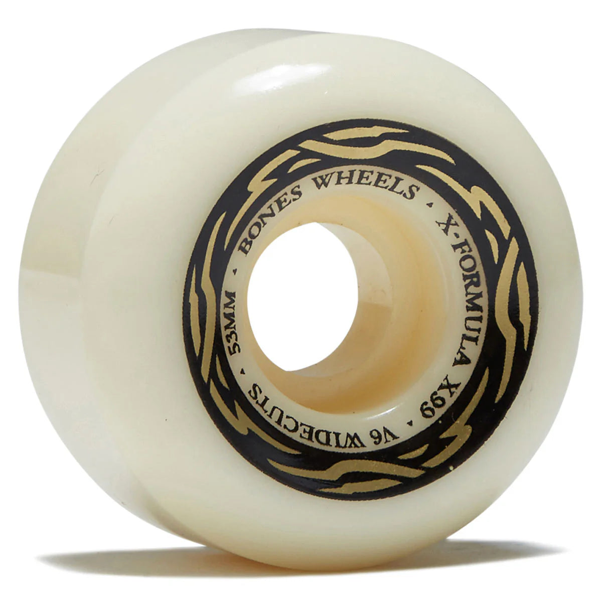 Skateboard wheel with 'Bones Wheels' branding on a white background