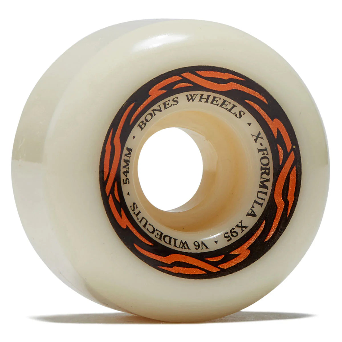 Skateboard wheel with 'Bones Wheels' branding on a white background