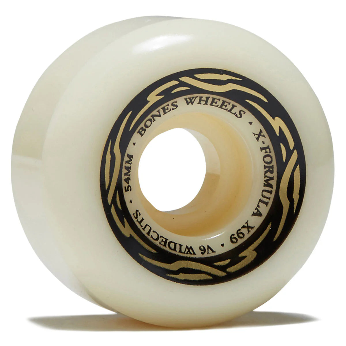 Skateboard wheel with 'Bones Wheels' branding on a white background