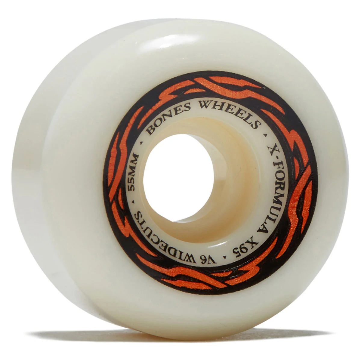 Skateboard wheel with 'Bones Wheels' branding on a white background