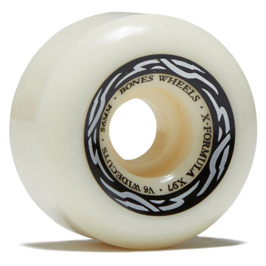 White skateboard wheel with 'Bones Wheels' branding on a white background