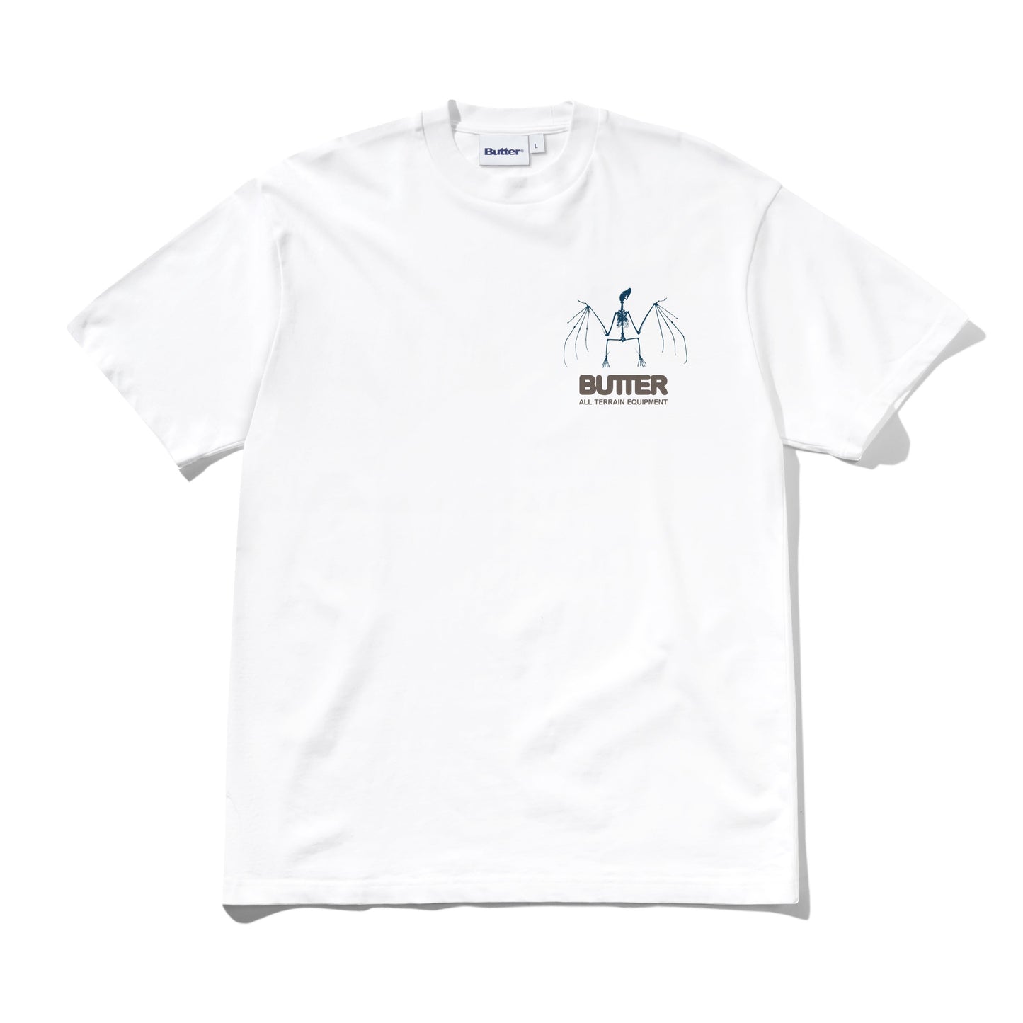 White t-shirt with a graphic design and 'Butter' branding on a white background