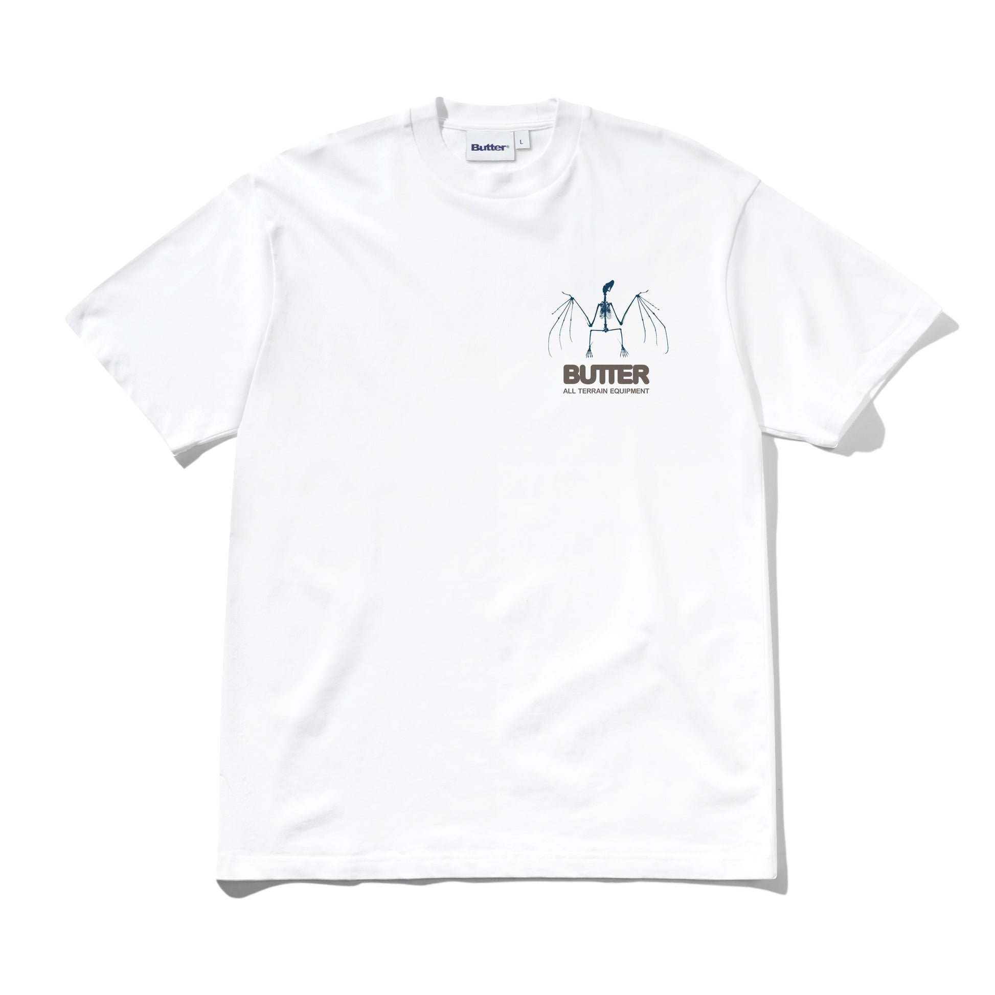 White t-shirt with a graphic design and 'Butter' branding on a white background