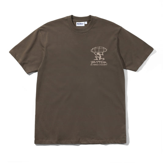 Brown t-shirt with a logo on a white background