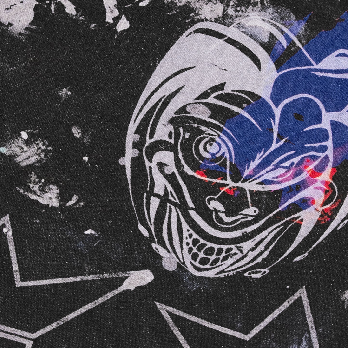 Artistic depiction of a person wearing an astronaut helmet with abstract elements on a dark background