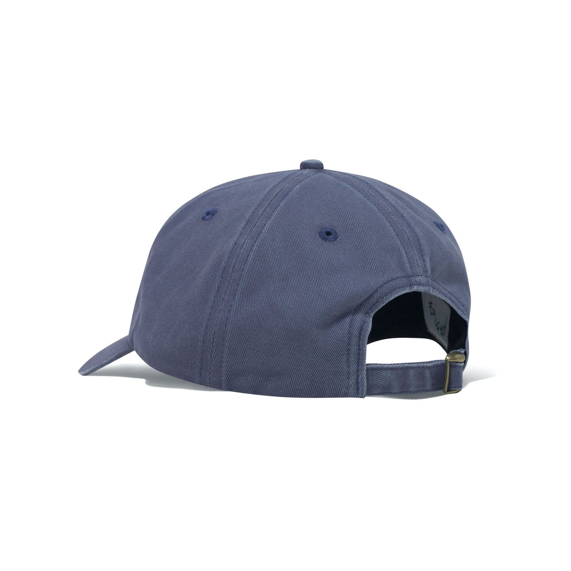 A navy blue baseball cap shown from the back three-quarter view, featuring a fabric texture and an adjustable snapback strap, set against a plain white background.