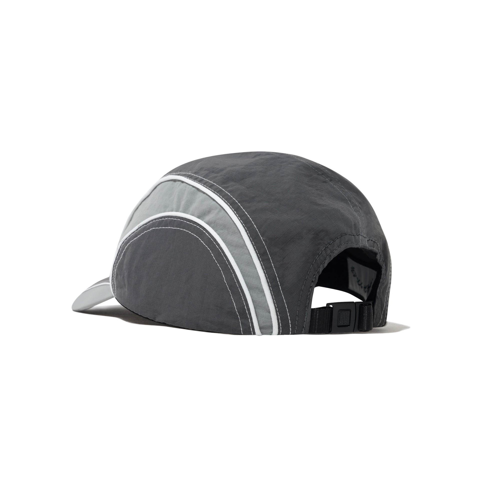 Gray cap with reflective stripes on a white background