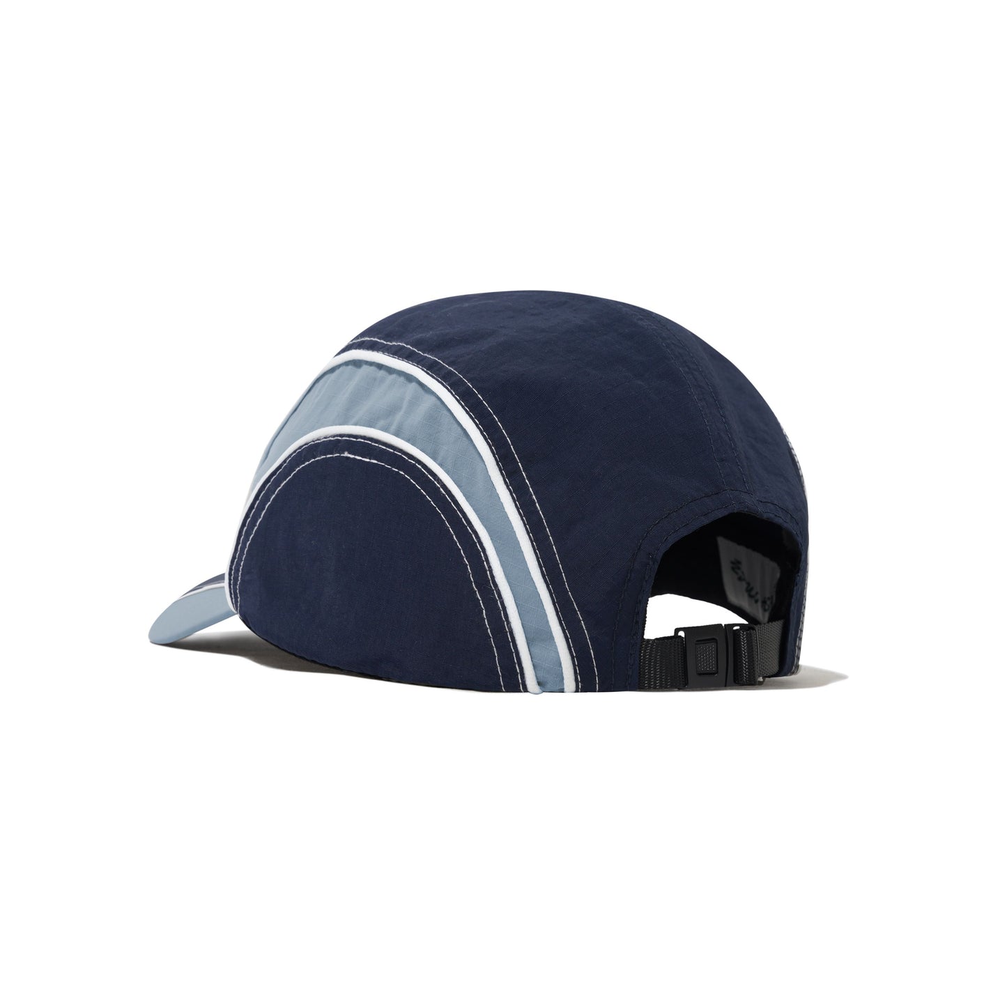 Navy blue cap with white accents on a white background