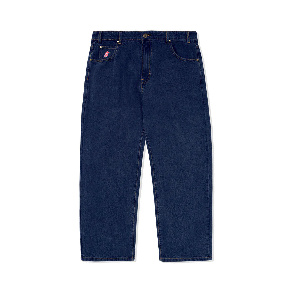 Pair of blue jeans on a white background
