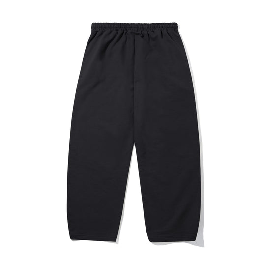 Black wide-leg sweatpants with an elastic waistband, shown flat against a white background.