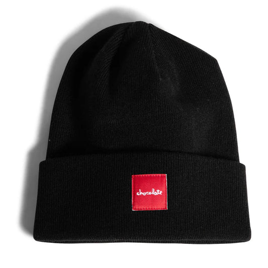 Chocolate Beanie Square Label Cuff Black