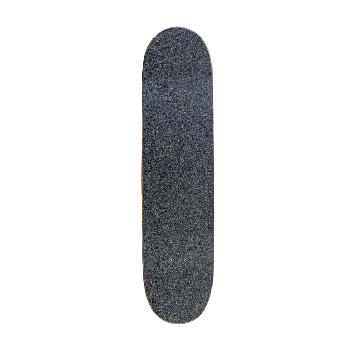 Black skateboard deck on a white background