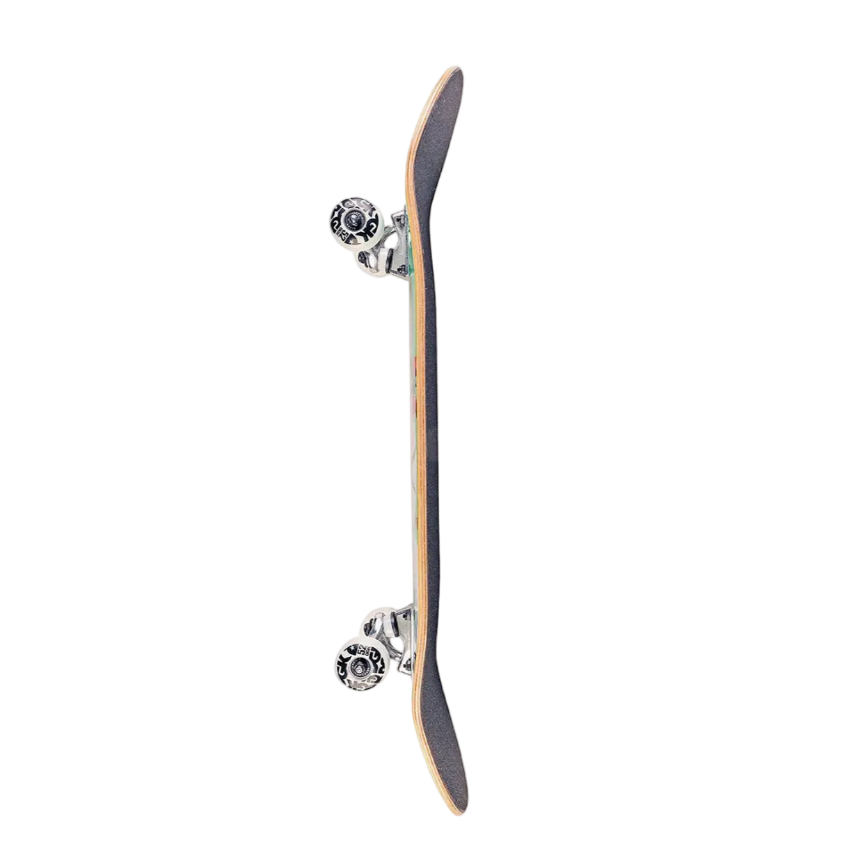 Skateboard deck with trucks on a white background