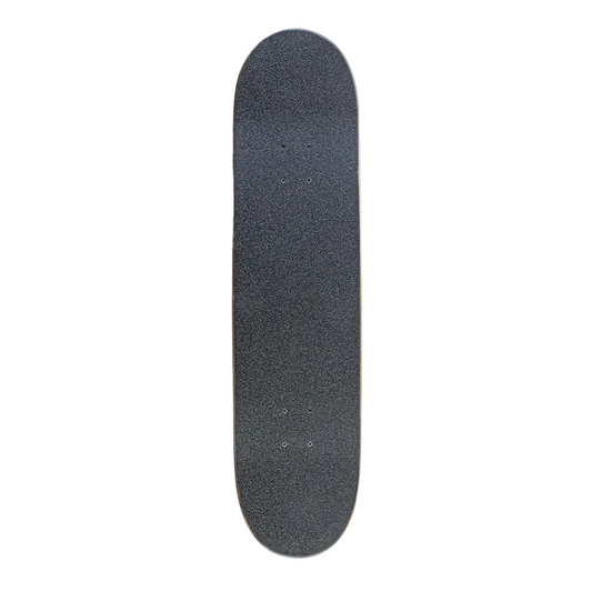 Black skateboard deck on a white background