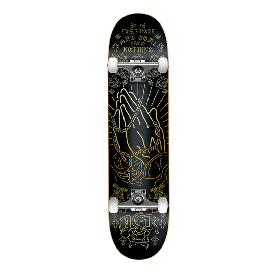 Skateboard with artistic design on a white background
