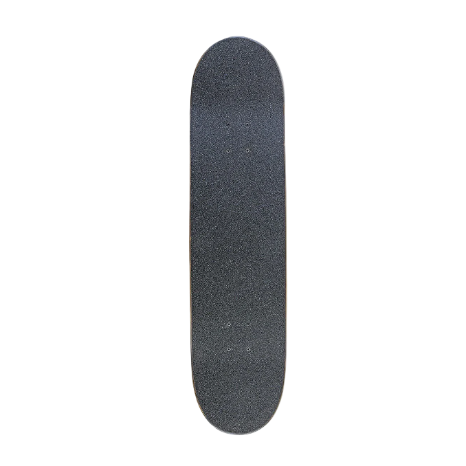 Black skateboard deck on a white background