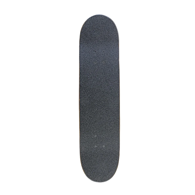 Black skateboard deck on a white background
