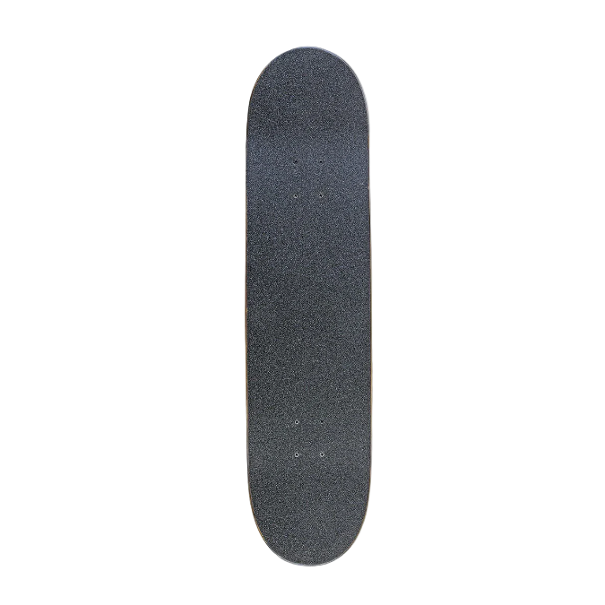 Black skateboard deck on a white background