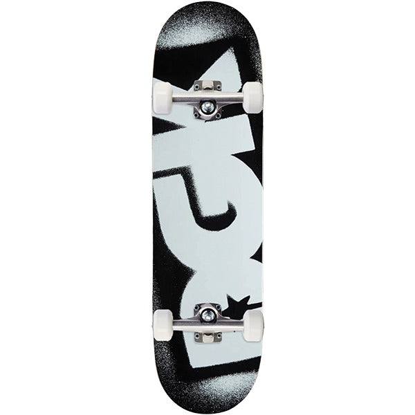 Skateboard with a black and white design on a white background