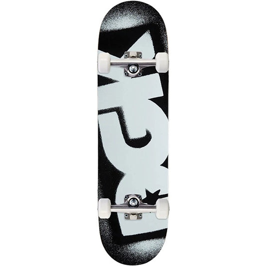Skateboard with a black and white design on a white background