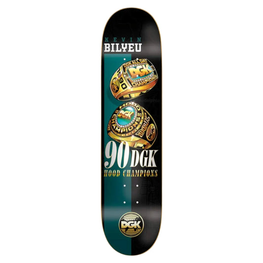 DGK skateboard deck with Kevin Bilyeu branding on a white background