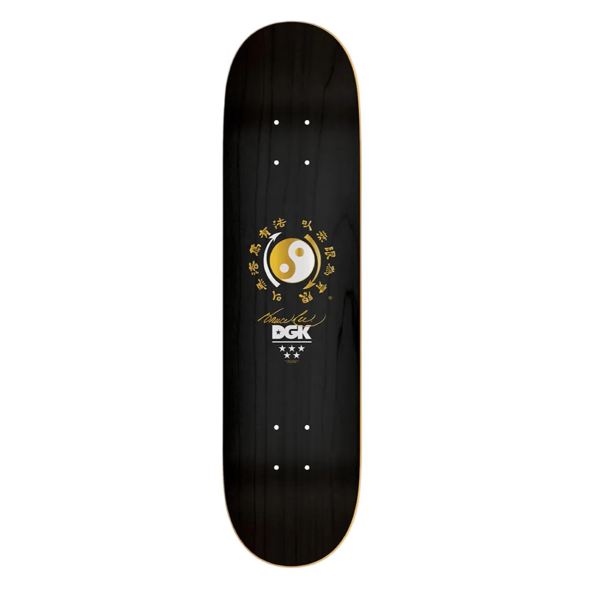 Black DGK skateboard deck with a logo on a white background