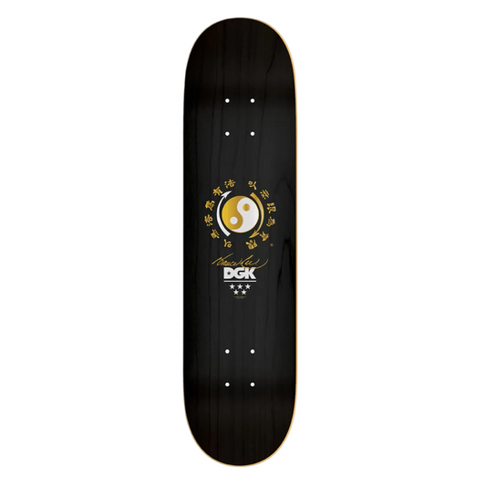 Black DGK skateboard deck with a logo on a white background