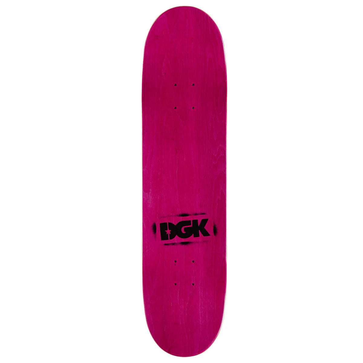 Pink skateboard deck with DGK logo on a white background