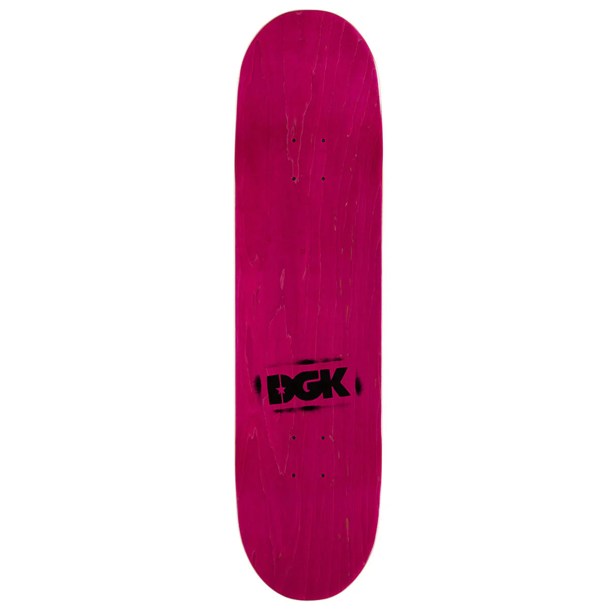Pink skateboard deck with DGK logo on a white background