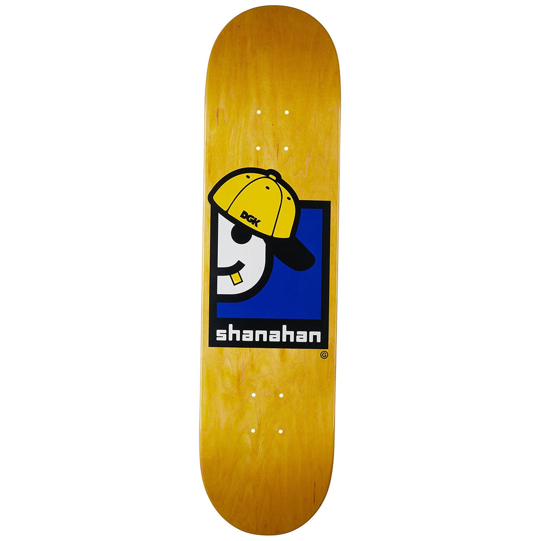 Skateboard deck with a graphic design on a white background