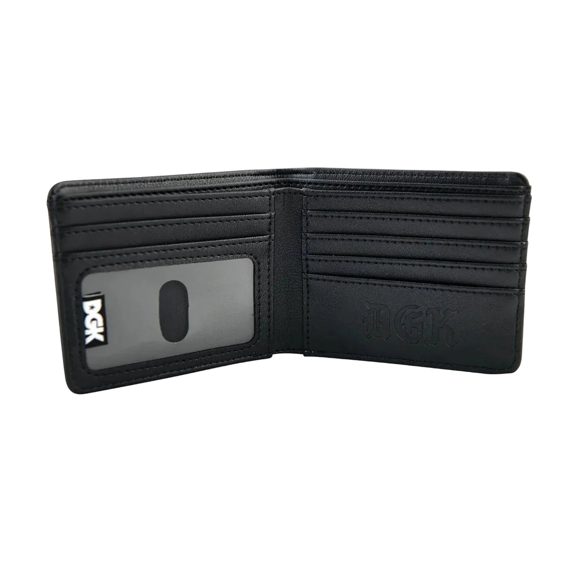 Black wallet with DGK branding on a white background