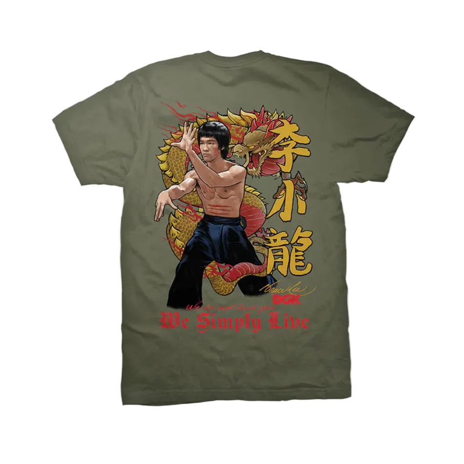 DGK x Bruce Lee Shirt Lil Dragon Military Green