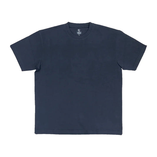 Navy blue t-shirt on a white background